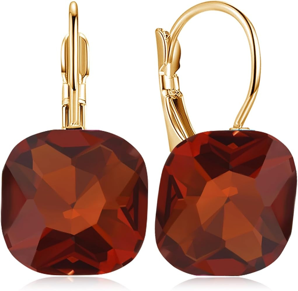 Sparkly Crystal Square Leverback Earrings Rhinestone Geometry Dangle Drop Earrings For Women Brid... | Amazon (US)