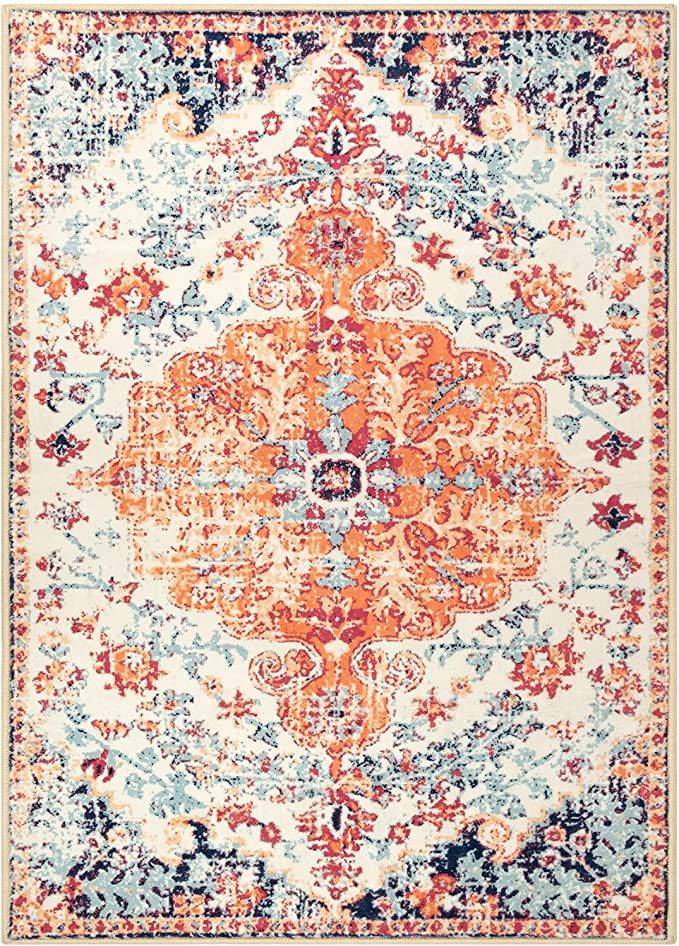 TANVILL Washable Rug 5x7 Rug Non-Slip Boho Chic Medallion Distressed Area Rugs for Living Room Be... | Amazon (US)