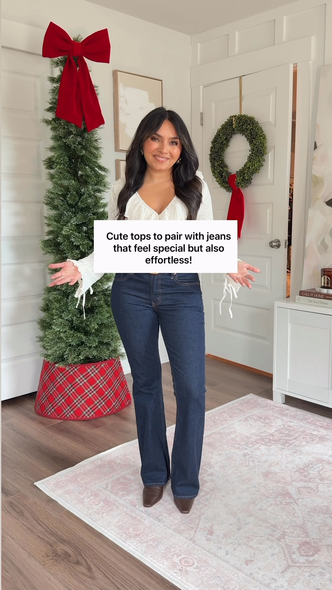 Cute going out tops to pair with jeans!
For reference: I’m 5’0, 32b bra size, and 2/26 in bottoms, pear shaped. 
*Everything I share is unaltered! TTS means true to size. Between size 5-6.6 in shoes

White lace top size xs petite TTS
Black tie neck top size xxs TTS
Ivory sand lace ruffle top size xs petite TTS
Burgundy pome fruit color off the shoulder top size xxs regular TTS
White ruffle tie cuff top size xs petite TTS
Dark rinse mid rise bootcut jeans size 26 short TTS
Dark brown belt size 27-31” TTS
Black studded belt size xs TTS
Dark brown leather boots size 5.5 TTS
Black heels size 5 TTS
Cafe brown cowgirl boots size 5.5 - size down a half size
Black boots size 5.5 TTS
Black buckle belt size xs TTS
Dark brown leather boots size 5.5 TTS


tops to wear with jeans
cute tops for jeans
casual chic outfits
effortless outfit ideas
date night tops
holiday tops
petite friendly tops
fall tops 2025
winter tops 2025
elevated casual outfits
everyday outfits for petites
jeans outfit ideas
dressy casual outfits
Top with jeans 
cute going out tops
Girls night outfit
Rachel Miranda Blog
Honeysweetpetite
Honey Sweet Petite


#LTKPetite #LTKHoliday #LTKGiftGuide