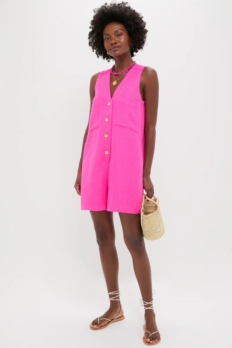 Hot Pink Textured Myla Romper | Tuckernuck (US)