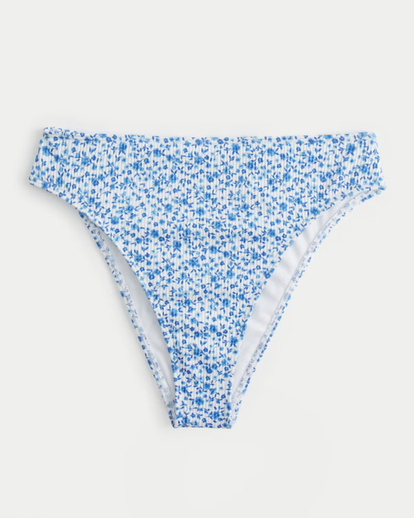 Women's Curvy High-Leg High-Waist Ribbed Cheeky Bikini Bottom | Women's Swimwear | HollisterCo.co... | Hollister (US)