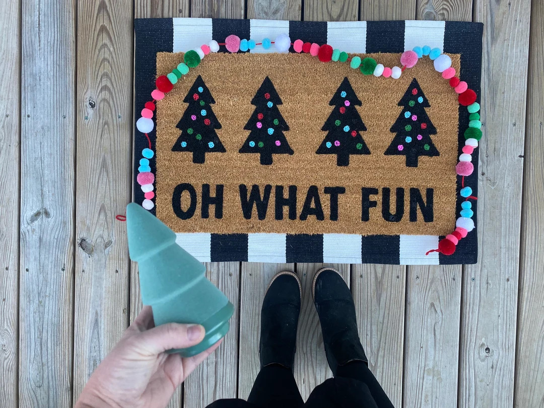 Oh What Fun Doormat Christmas Doormat Holiday Doormat - Etsy | Etsy (US)