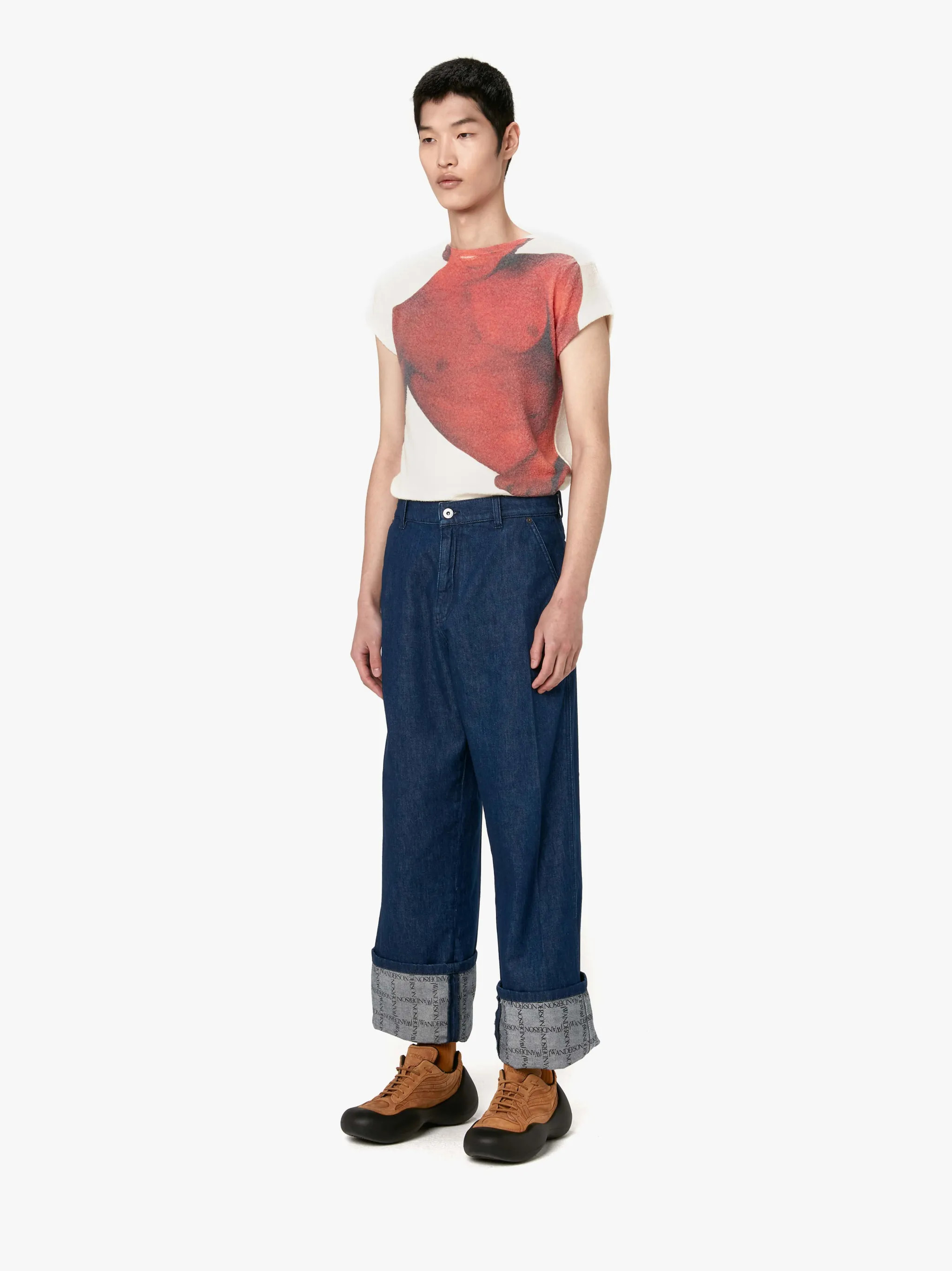 LOGO GRID TURN UP WORKWEAR DENIM JEANS | JW Anderson