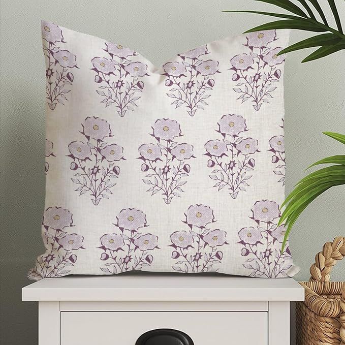 MangGou Mughal Flower Chinoiserie Style Pillow Case Light Purple Euro Sham Pillow Cover Asian Cus... | Amazon (US)