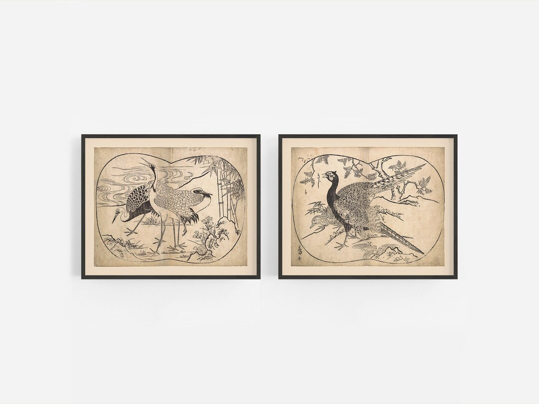 Japanese Crane & Pheasant Art Prints / Vintage Art / Asian Bird Art / Asian Art / Japanese Art / ... | Etsy (US)