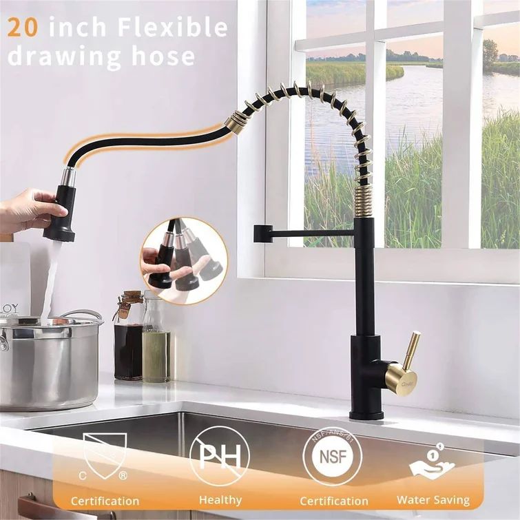 Pull Down Touchless Single Handle Kitchen Faucet with Sprayer Single Hole Modern Brass High Arc M... | Wayfair North America
