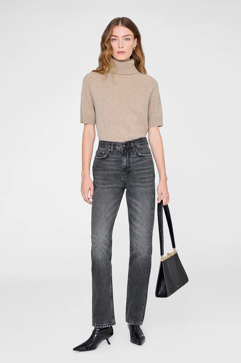Jackson Turtleneck Sweater - Stone Melange | Anine Bing