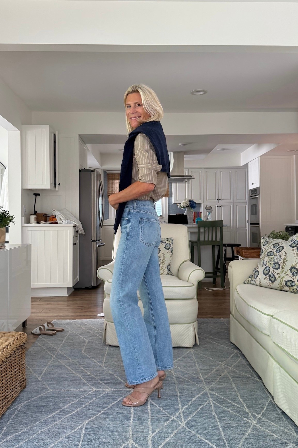 Unexpectedly awesome striped button down from Banana Republic!  Wearing it either way my favorite AYR straight jeans and my go-to Inez sandals!  

#LTKSaleAlert #LTKOver40 #LTKFindsUnder100