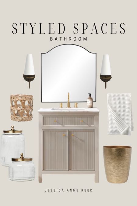 Im loving the fluted detailing on the vanity, so pretty! 

Bathroom accessories, bathroom vanity, greige vanity, fluted vanity, bronze sconce, bathroom mirror

#LTKStyleTip #LTKHome