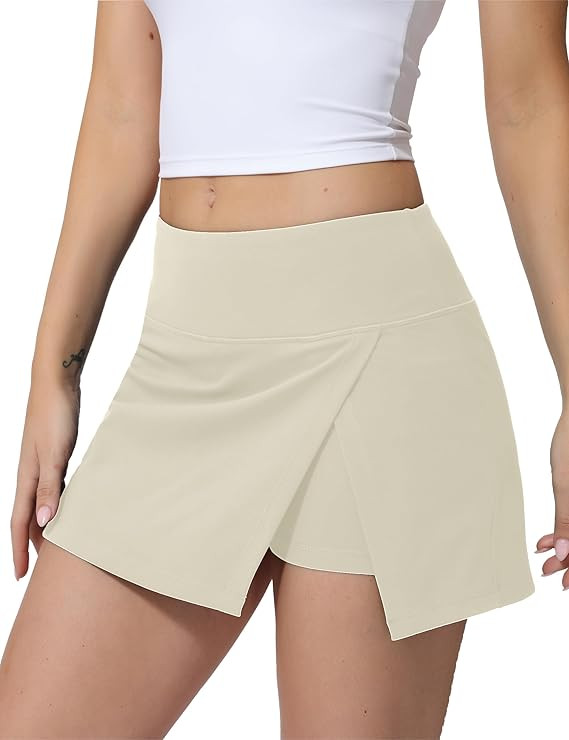 Amazon.com: High Waisted Tennis Skirts for Women Side Slit Golf Skorts with 3 Pockets A Line Athl... | Amazon (US)