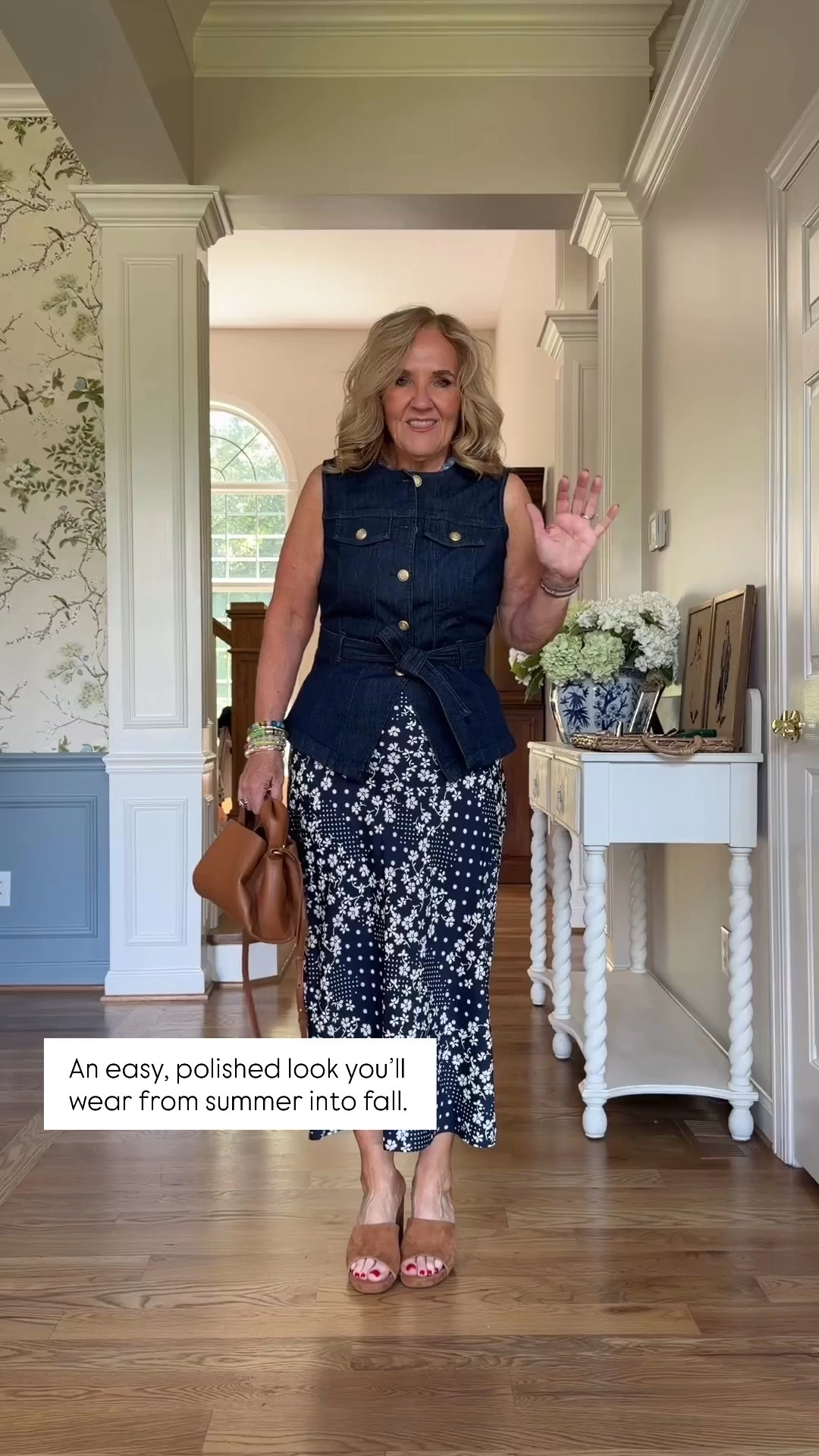 This outfit is a perfect mix of polished and feminine! A structured denim vest paired with a flowy floral midi skirt creates an effortlessly chic look that’s perfect for brunch, church, date night, or casual evenings out. Finish it with warm brown accessories for a timeless touch.

💡 LTK MADE EASY
❤️ Heart = Support my posts!
🔖 Save = Get sale & restock alerts
📋 Lists = Keep favorites organized
📲 Share = Send lists and products to a friend. Hello, Christmas List!
💬 Comment = Ask me anything about what I’m wearing. :-)

#LTKootd #LTKOver40 #LTKSaleAlert