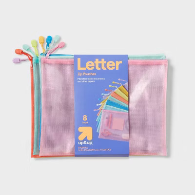 8pk of Colored Zip Pouches, Teacher Supplies - up&up™ | Target
