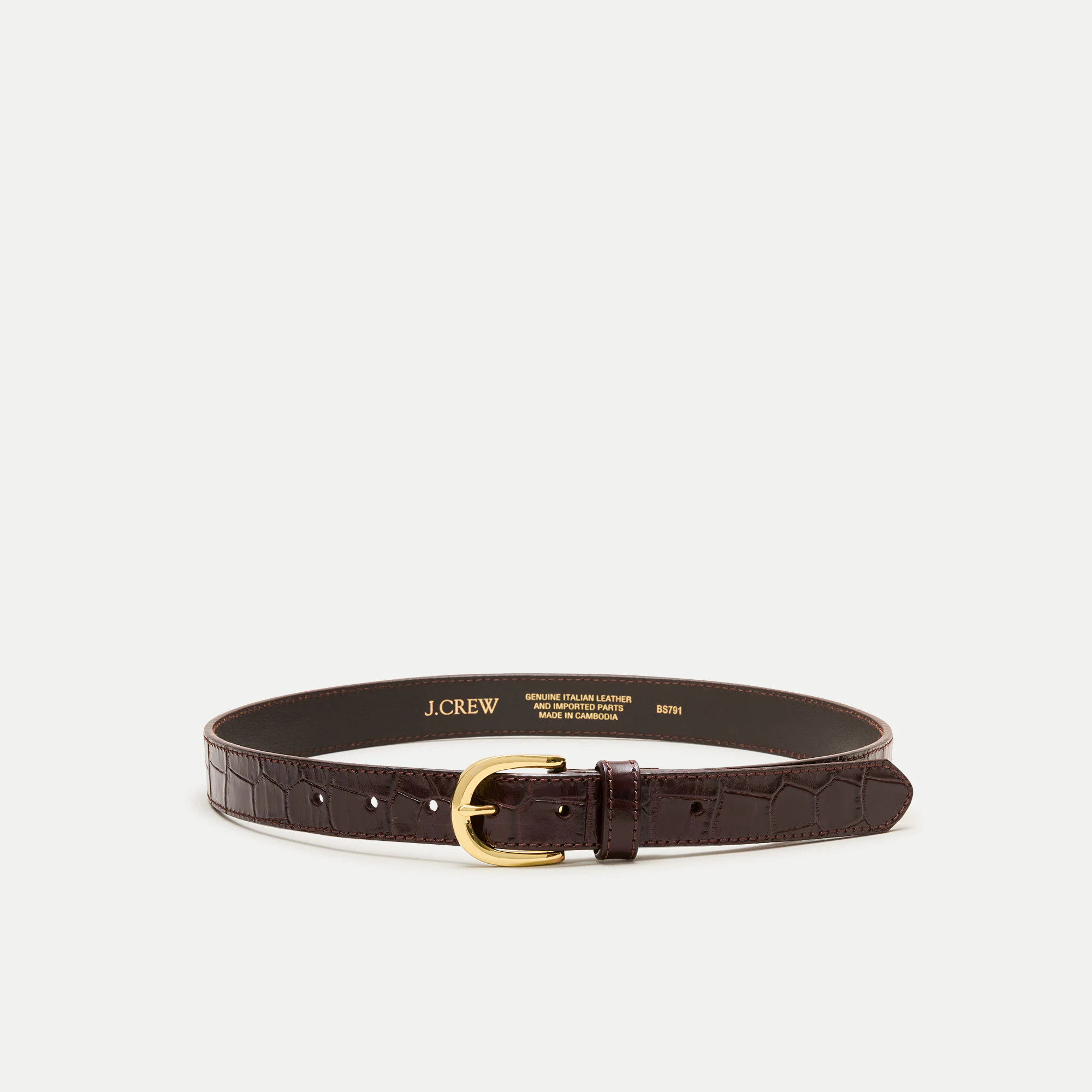 Classic belt in croc-embossed leather | J. Crew US