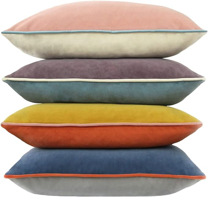 Btyrle Velvet Throw Pillow Covers 20x20 Inch Set of 4 Decorative Velour Pillowcases Double-Colore... | Amazon (US)