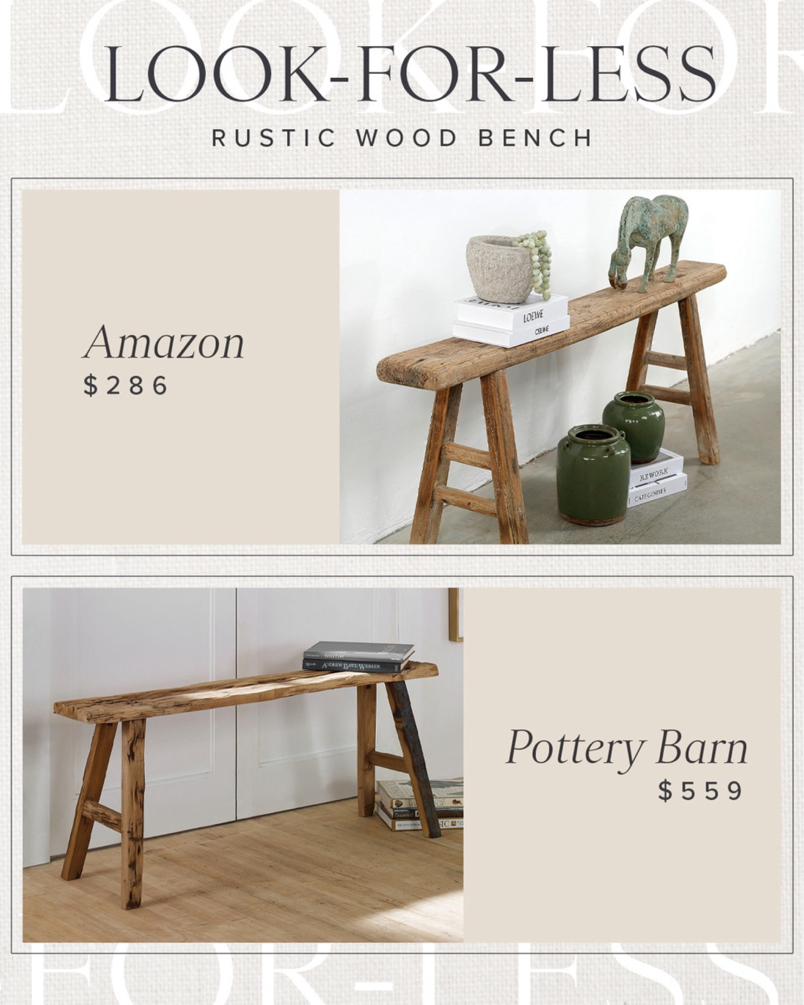 Look-for-less \ rustic bench find from
Amazon!

Home decor
Entry
Living room
Bedroom 

#LTKHome