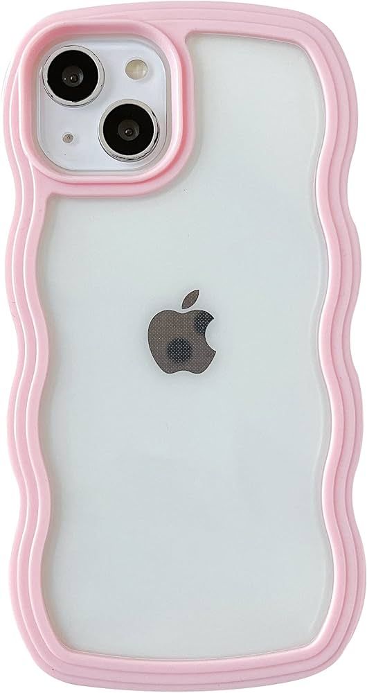 Caseative Cute Curly Wave Frame Shape Shockproof Soft Compatible with iPhone Case (Pink,iPhone 13... | Amazon (US)