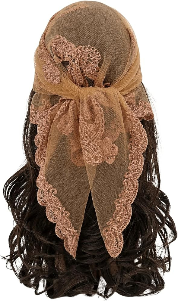 Floerns Women's Flower Embroidery Hair Scarf Headband Sheer Lace Hair Bandana | Amazon (US)
