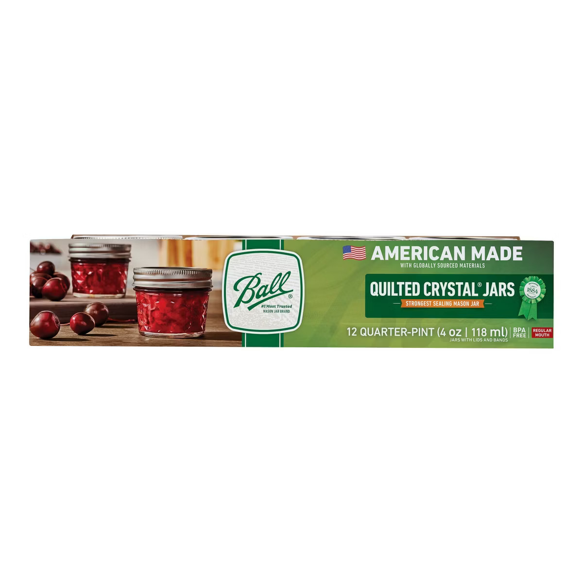 Ball 4oz 12pk Glass Regular Mouth Quilted Mason Jar with Lid and Band | Target