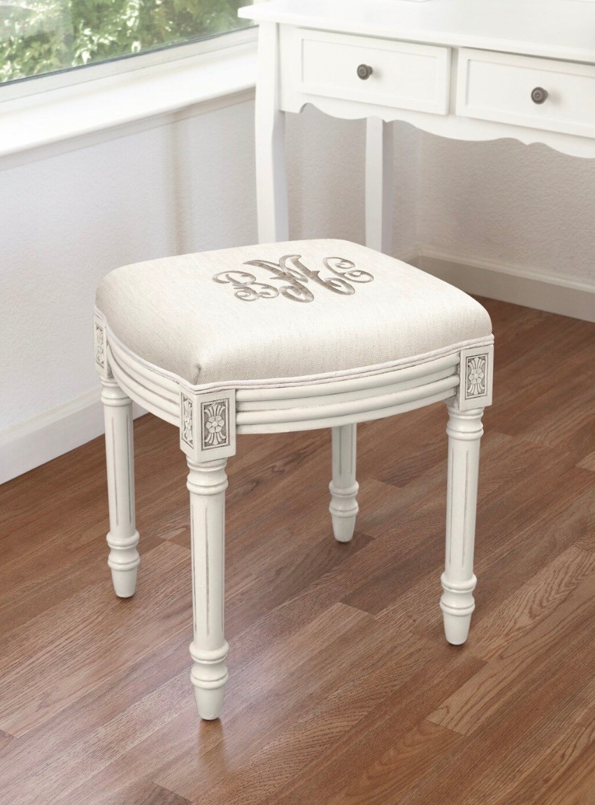 Monogram stool! Customized ~ $245! So sweet! Nice for a bathroom, a foot stool, little girls bedroom, or a dorm room! 

#LTKMothersDay #LTKHome #LTKselfcare