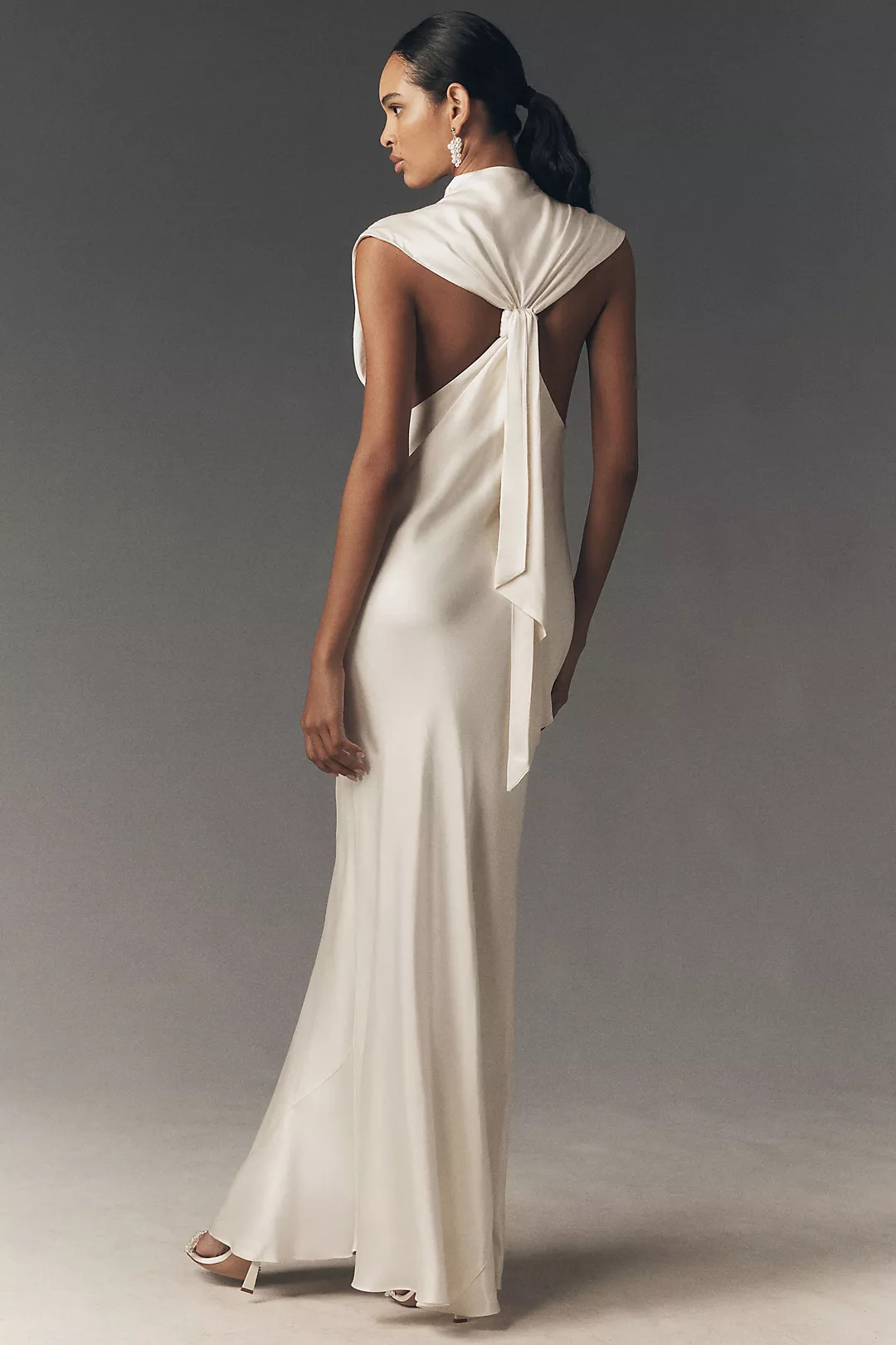 BHLDN Satin Column Knot Maxi Dress | Anthropologie (US)