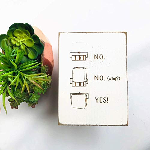 Etch & Ember Funny Bathroom Signs - Toilet Paper - Farmhouse Style Decor - Rustic Wood Sign - 5.5... | Amazon (US)