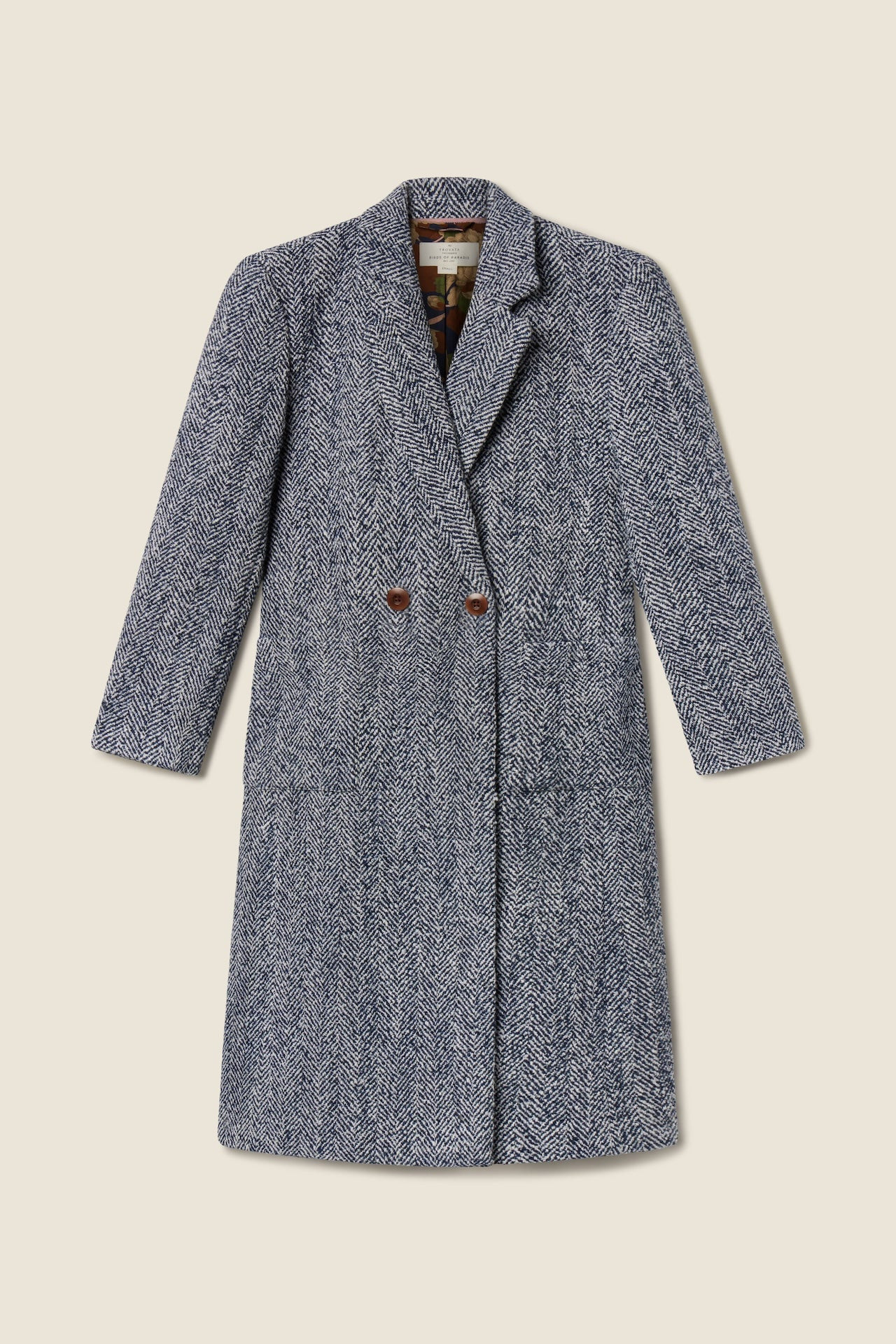 Lars Coat Navy Herringbone | TROVATA