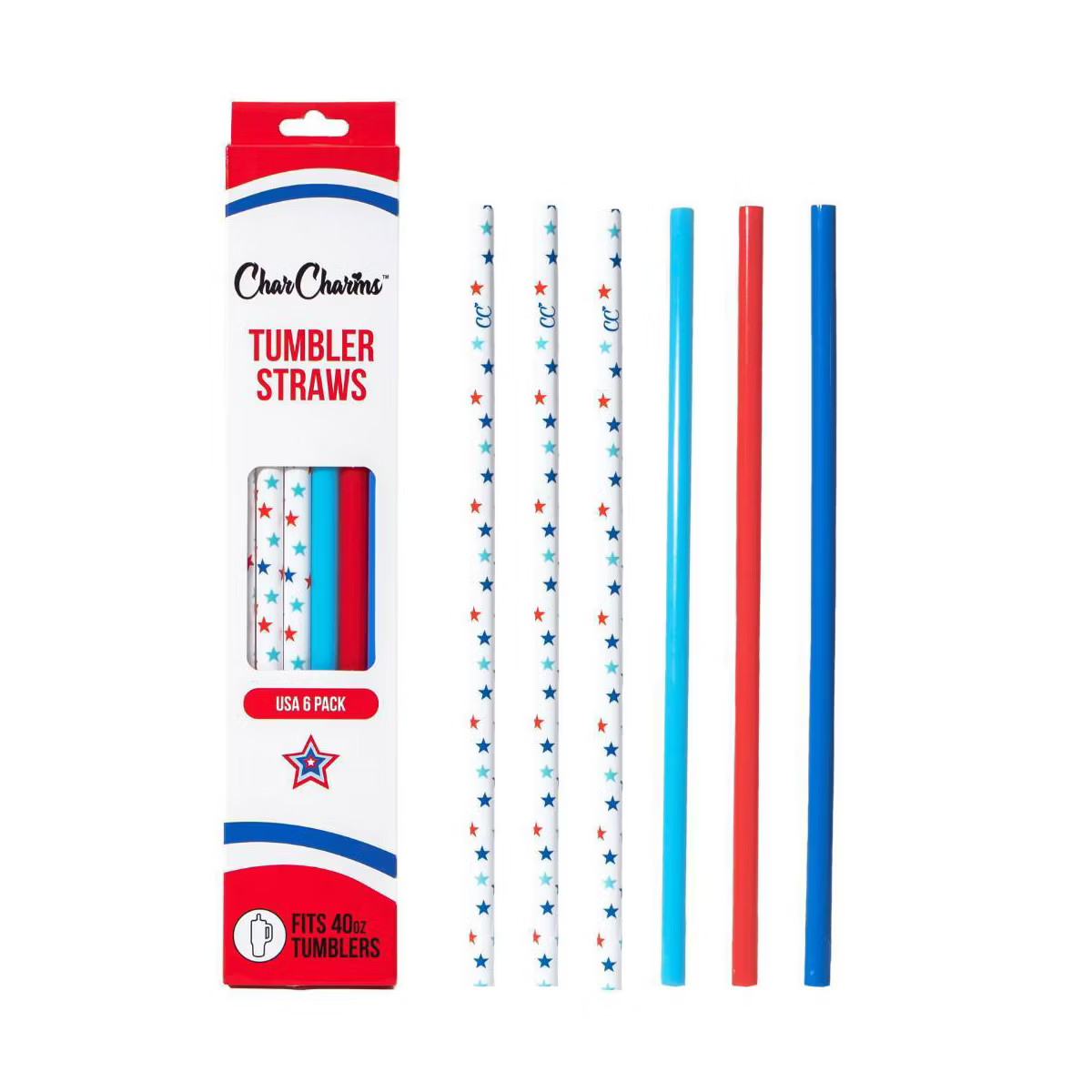 CharCharms 6pk 40oz Americana Pattern Straws | Target