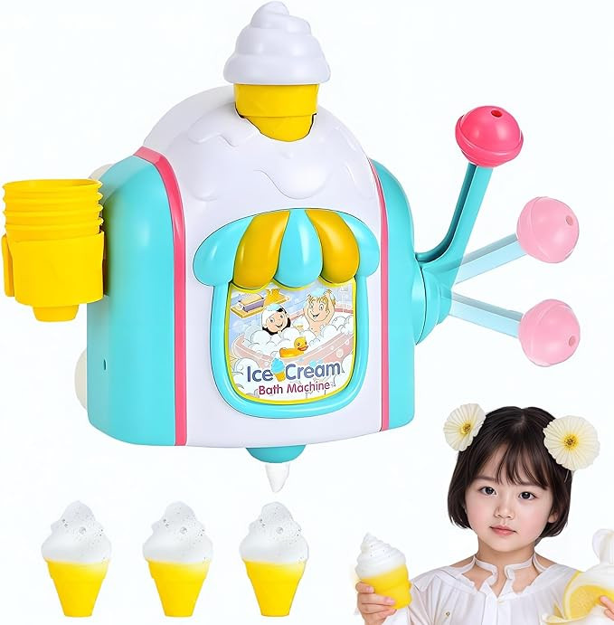 Bath Bubble Machine,Bath Toys for Toddlers 3-4 Years,Ice Cream Foam Maker Bath Toys for Kids Ages... | Amazon (US)