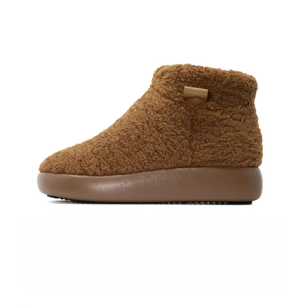 ROAM FUZZY MAGIC MOON BOOTIE COGNAC FAUX SHEARLING | ROAM
