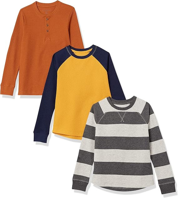 Amazon Essentials Boys and Toddlers' Long-Sleeve Knit Thermal T-Shirt, Pack of 3 | Amazon (US)