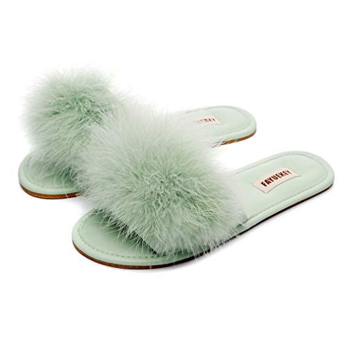FAYUEKEY Women Fur Sexy Slippers Spring Summer Fluffy Soft Cute PU Comfy Slides Sandals Indoor Ou... | Amazon (US)
