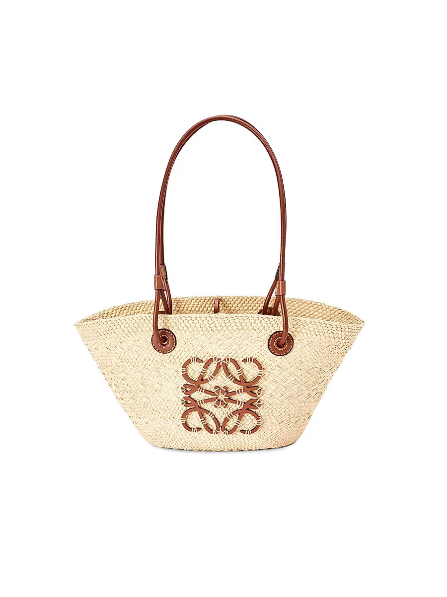 Women's Small Anagram Raffia Basket Tote - Natural Tan | Saks Fifth Avenue