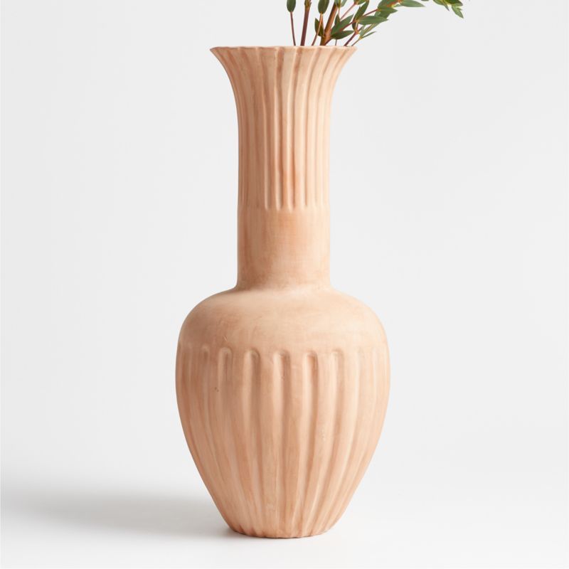 Haute Cannelée Tall Terracotta Vase 19" by Athena Calderone + Reviews | Crate & Barrel | Crate & Barrel