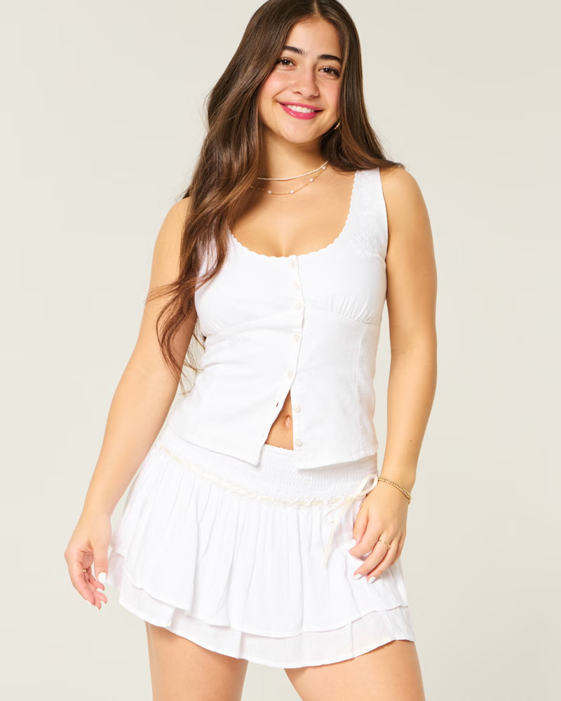 Linen Blend Button-Through Top | Hollister (UK)