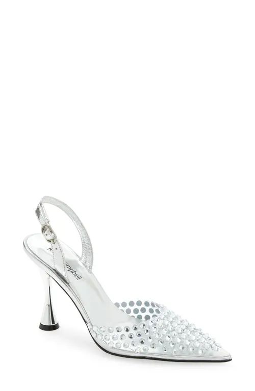 Jeffrey Campbell Shiner Slingback Rhinestone Pointed Toe Pump in Silver at Nordstrom, Size 6 | Nordstrom