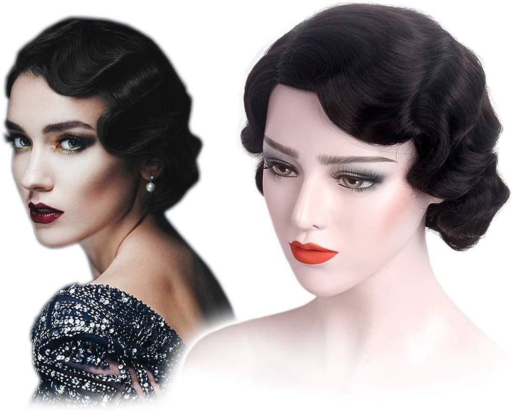 STfantasy 20S Finger Wave Wig Flapper Curly Synthetic Hair for Women 1920s Cosplay Costume Hallow... | Amazon (US)