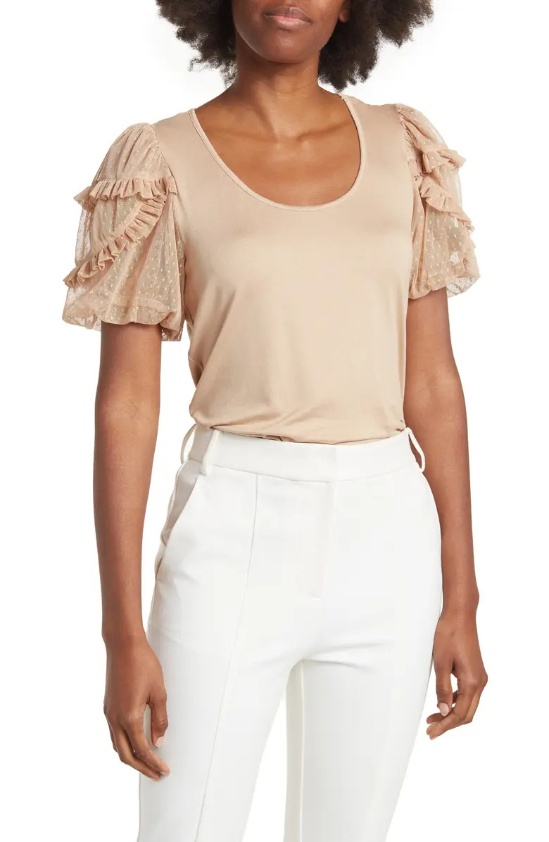 DR2 by Daniel Rainn Mesh Dot Puff Sleeve Top | Nordstromrack | Nordstrom Rack