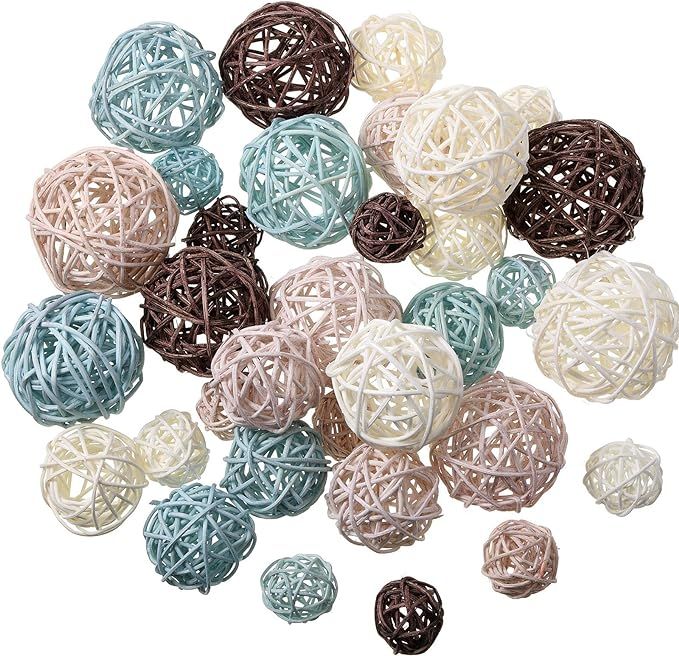 36 Pcs Wicker Rattan Balls Decorative Orbs Vase Fillers for Christmas Craft, Wedding Party, Aroma... | Amazon (US)