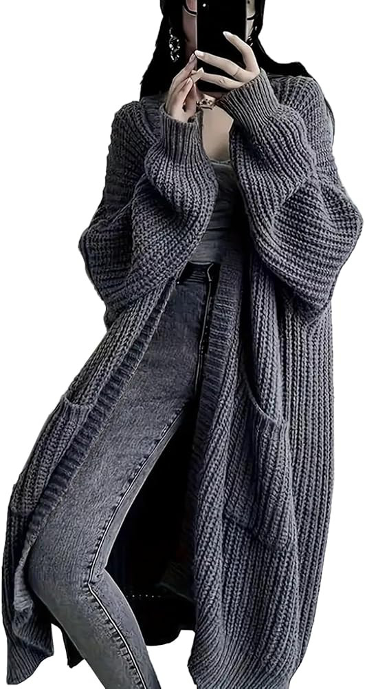 Womens Long Cardigan Sweaters Open Front Oversized Duster with Pocket for Women 2025 Fall Winter ... | Amazon (US)
