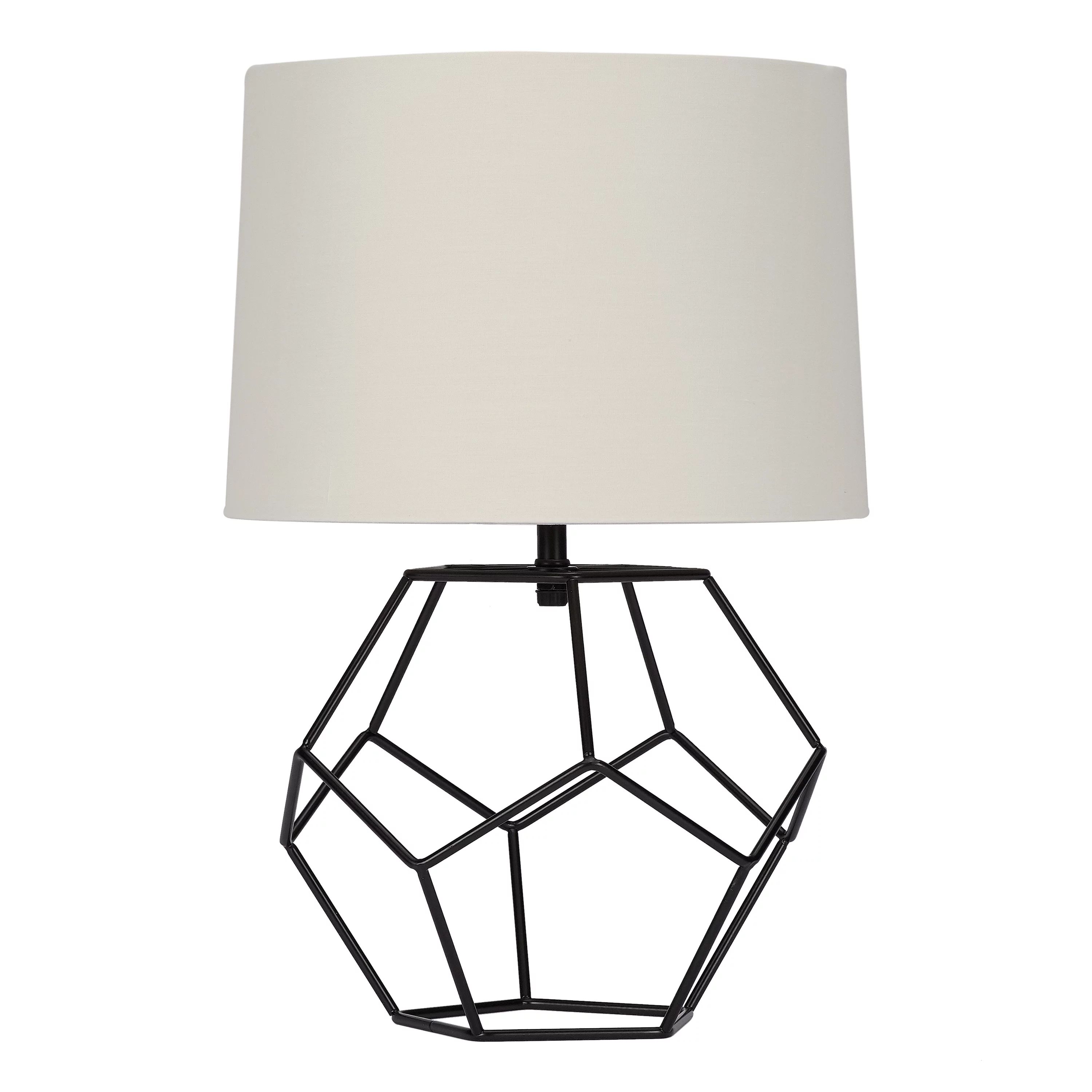 Mainstays Black Cage Metal Base Table Lamp with Shade, 16" H | Walmart (US)
