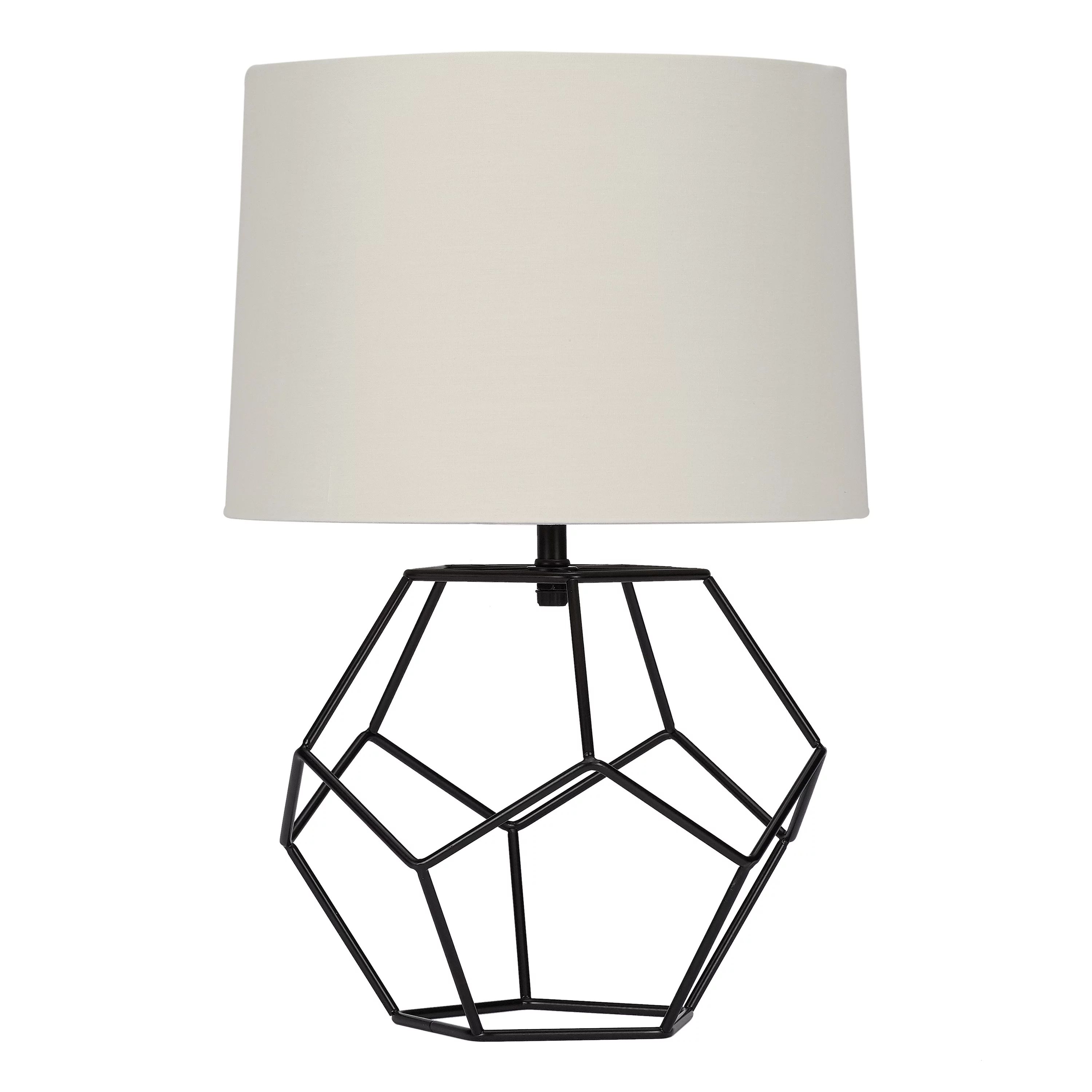 Mainstays Black Cage Metal Base Table Lamp with Shade, 16" H - Walmart.com | Walmart (US)