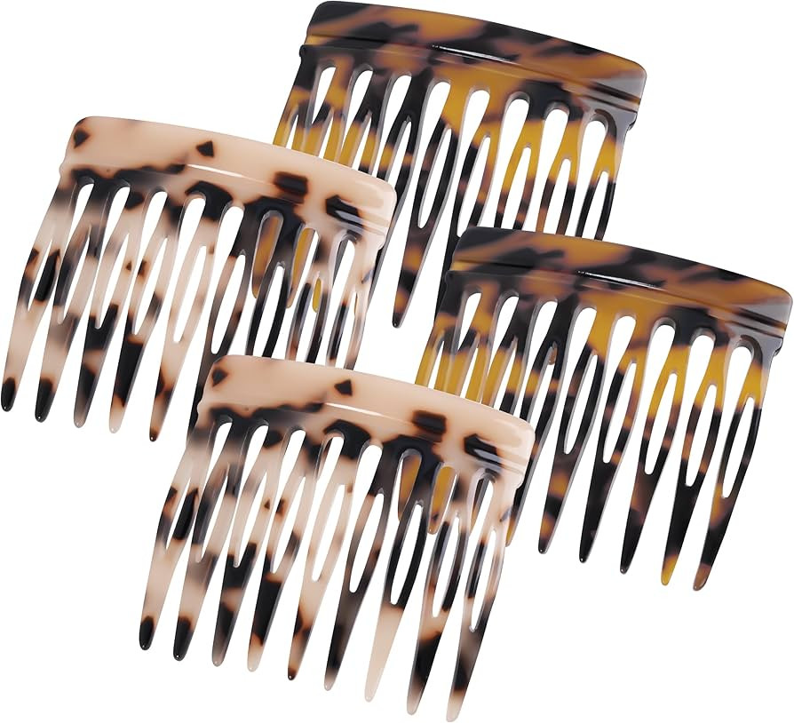 4 Pcs Vintage French Side Comb for Bun Chignon Up-Do Twist, 2 Colors Hair Combs for Women Accesso... | Amazon (US)