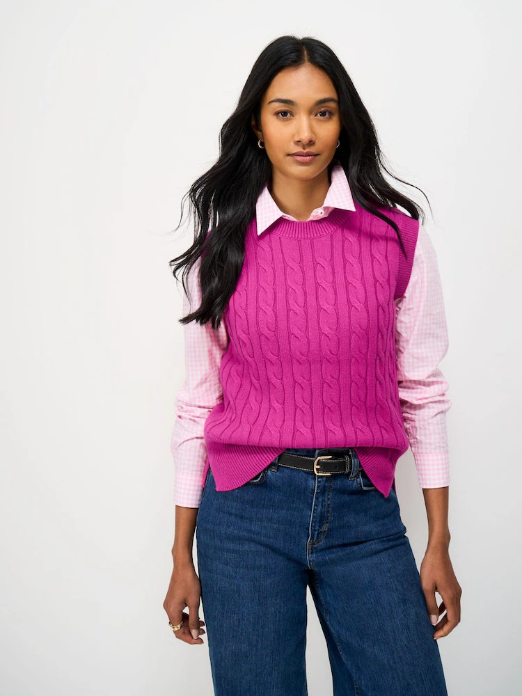 Crew Clothing Company Merino Blend Harmony Cable Knit Vest | Next EU