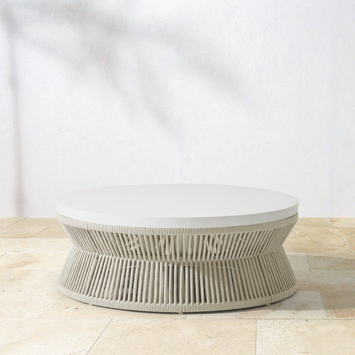 Pasadena Outdoor Fiberstone and Rope Round Coffee Table | Williams-Sonoma