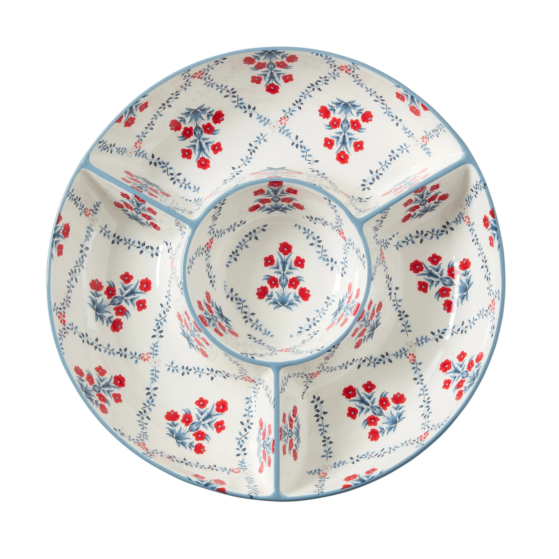 Floral Ceramic Chip and Dip Tray, Red/White/Blue, by My Texas House | Walmart (US)
