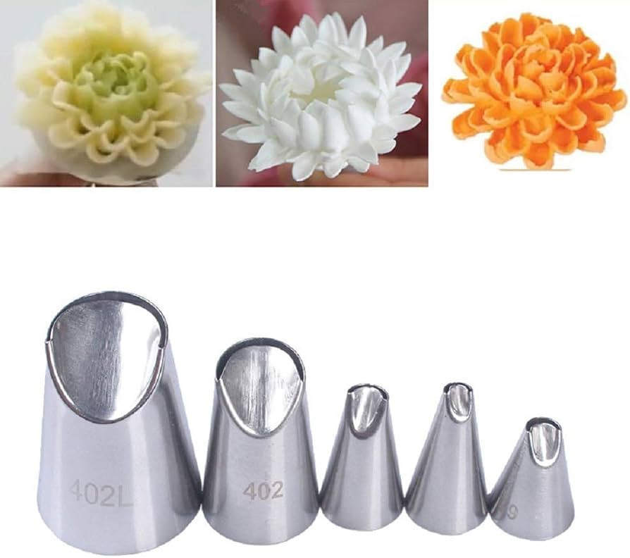 5 Pieces Rose Flower Piping Tips Set Cake Decorating Tips Icing Piping Nozzles Set Cupcake Decora... | Amazon (US)