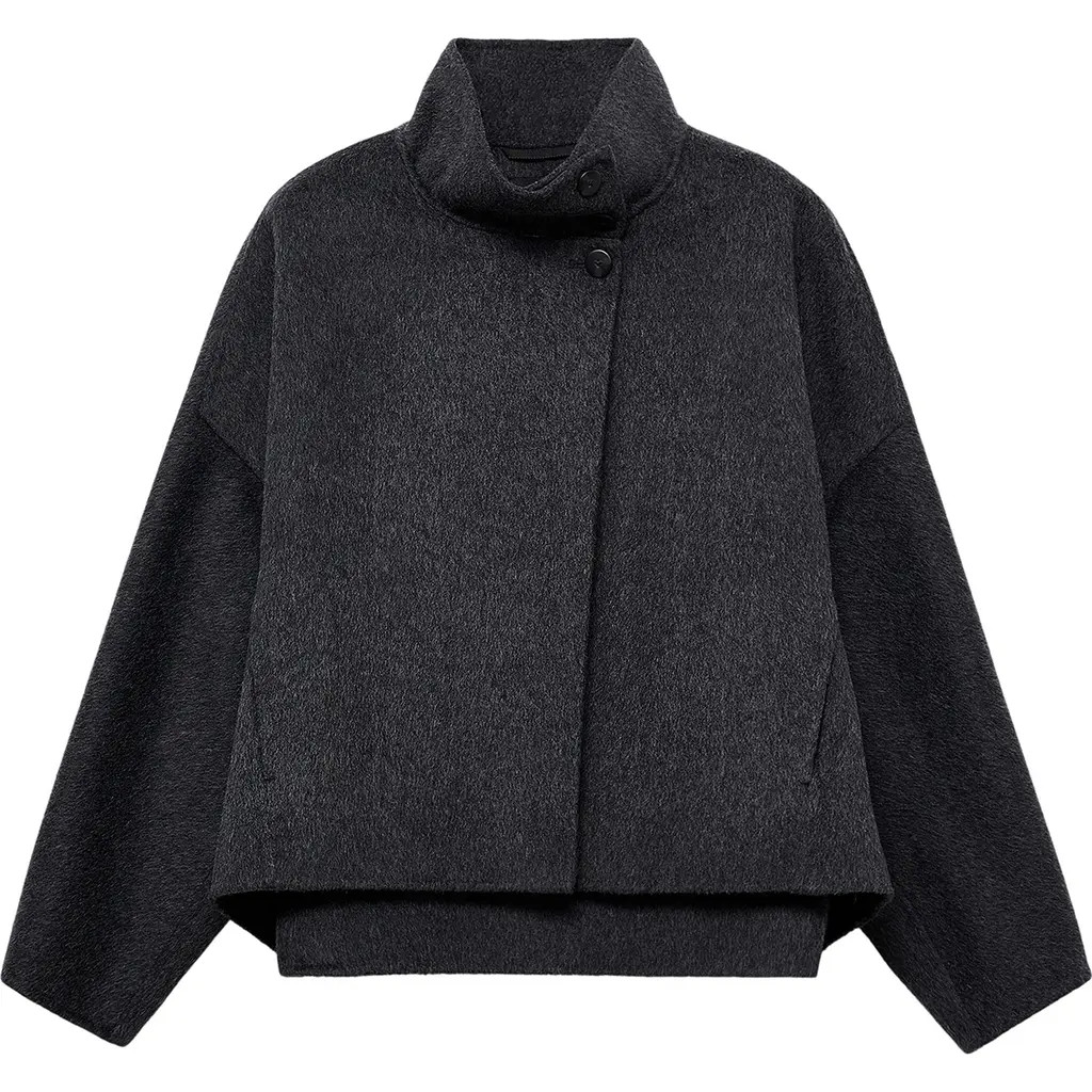 MANGO Oversize Wool Blend Jacket in Charcoal at Nordstrom, Size Small | Nordstrom