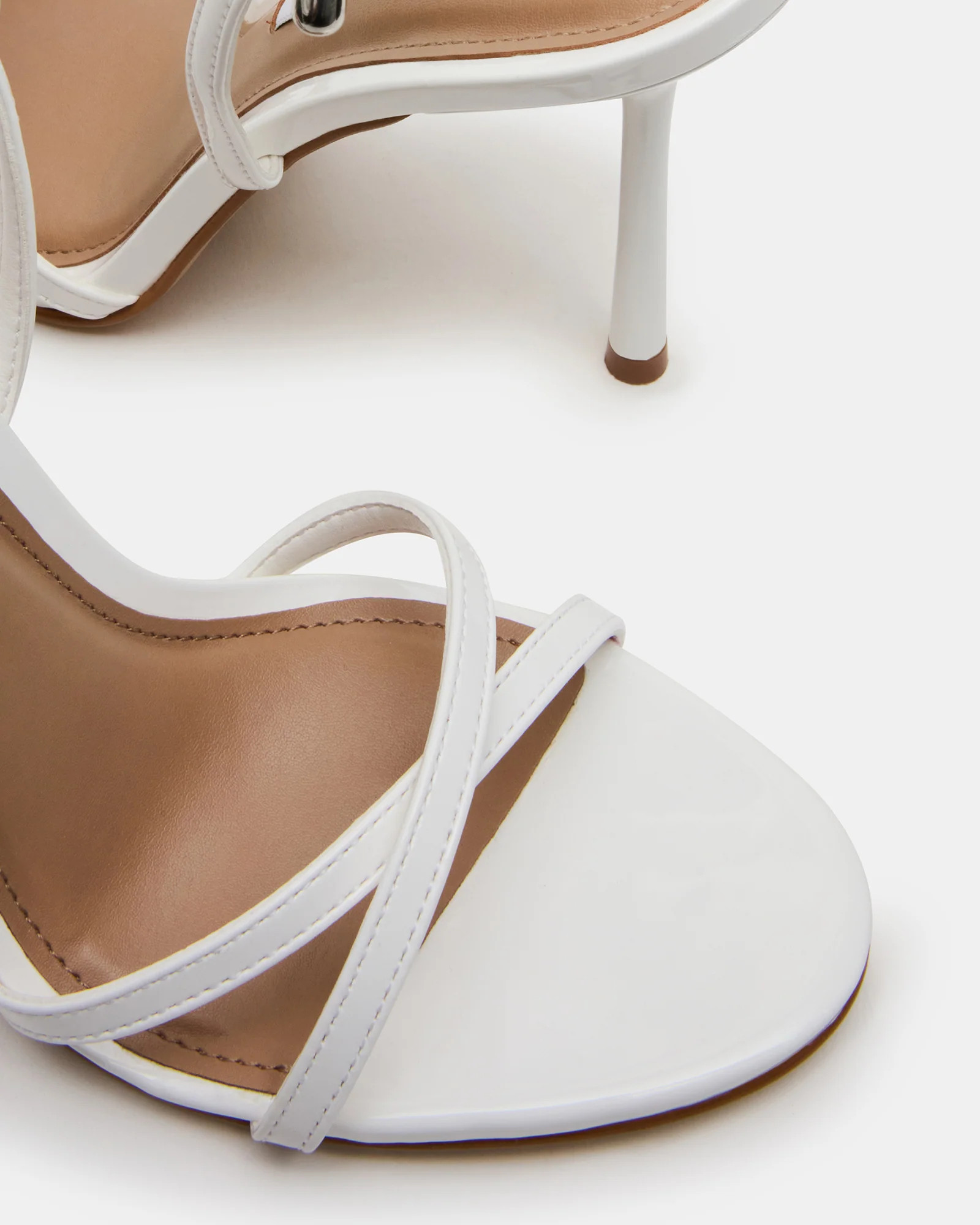 NERI White Patent Strappy Stiletto Round-Toe Women's Heel | Steve Madden (US)