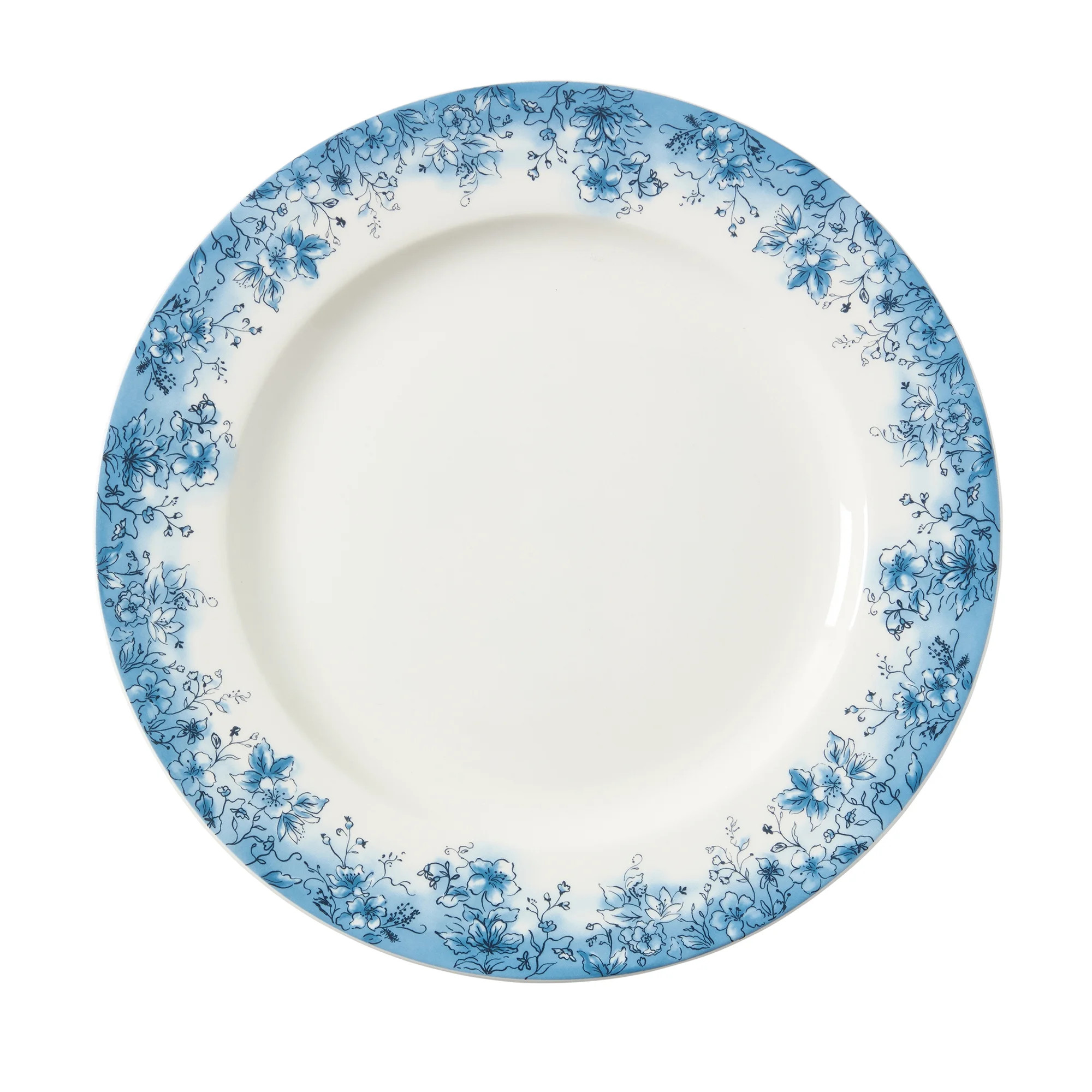 Floral Ceramic Plate, Blue and White, 10.5", by My Texas House - Walmart.com | Walmart (US)