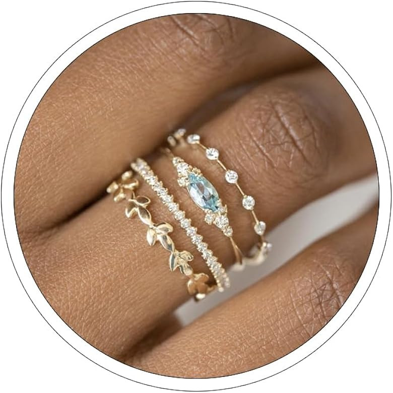 ONBRIG Gold Dainty Rings for Womem 14k Gold Plated Stackable Ring for Girls Size 6-11 Cubic Zirco... | Amazon (US)